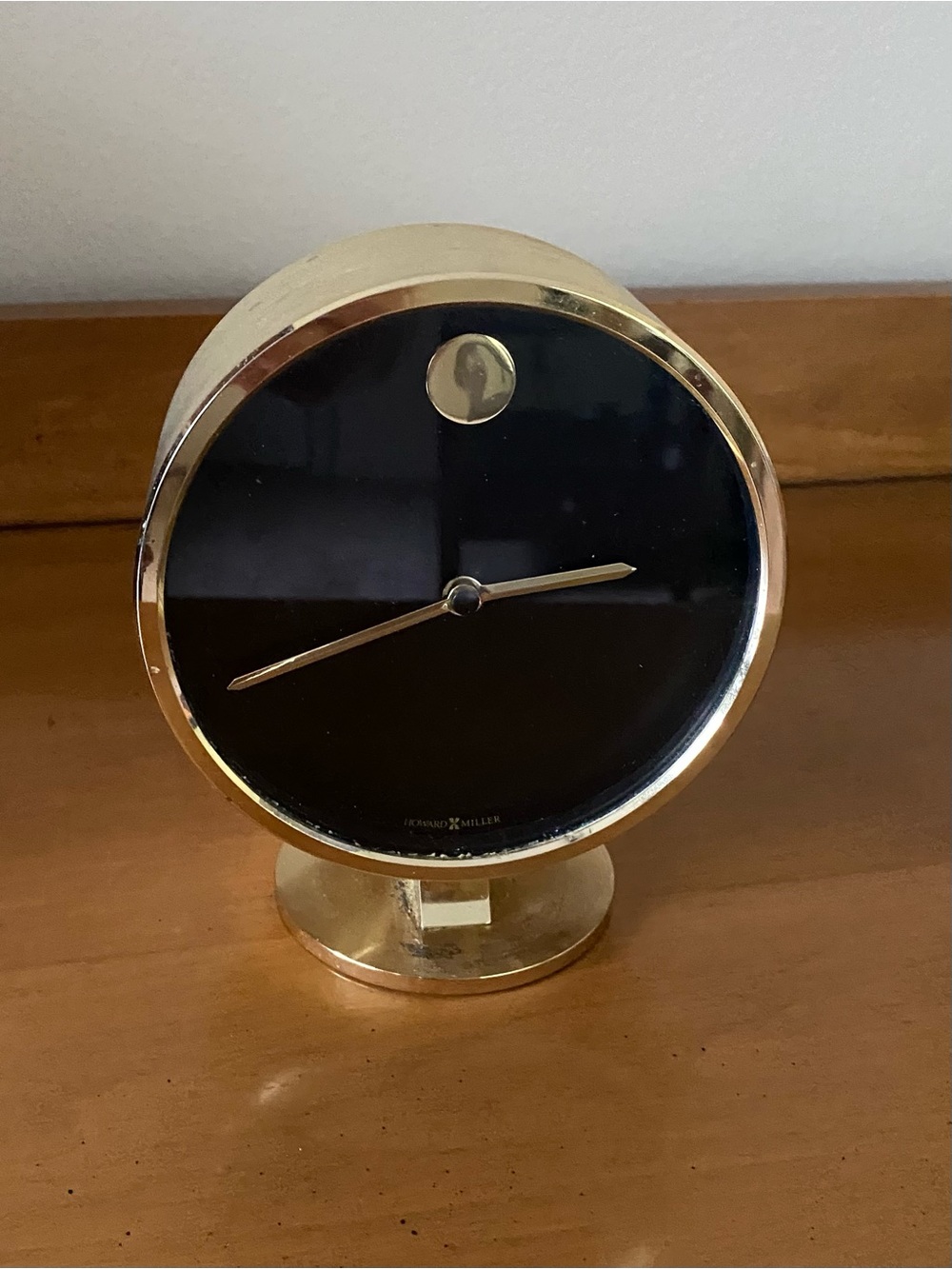 Vintage Howard Miller Brass Museum Desk Clock Quartz Round West Germany